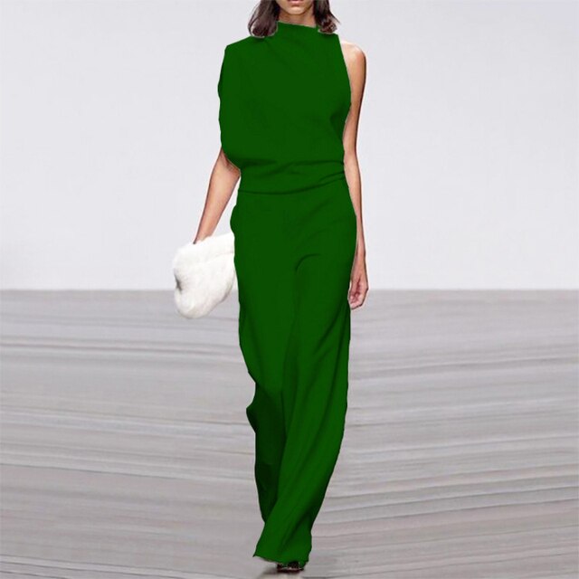Jumpsuit for women with wide legs | One shoulder Elegant