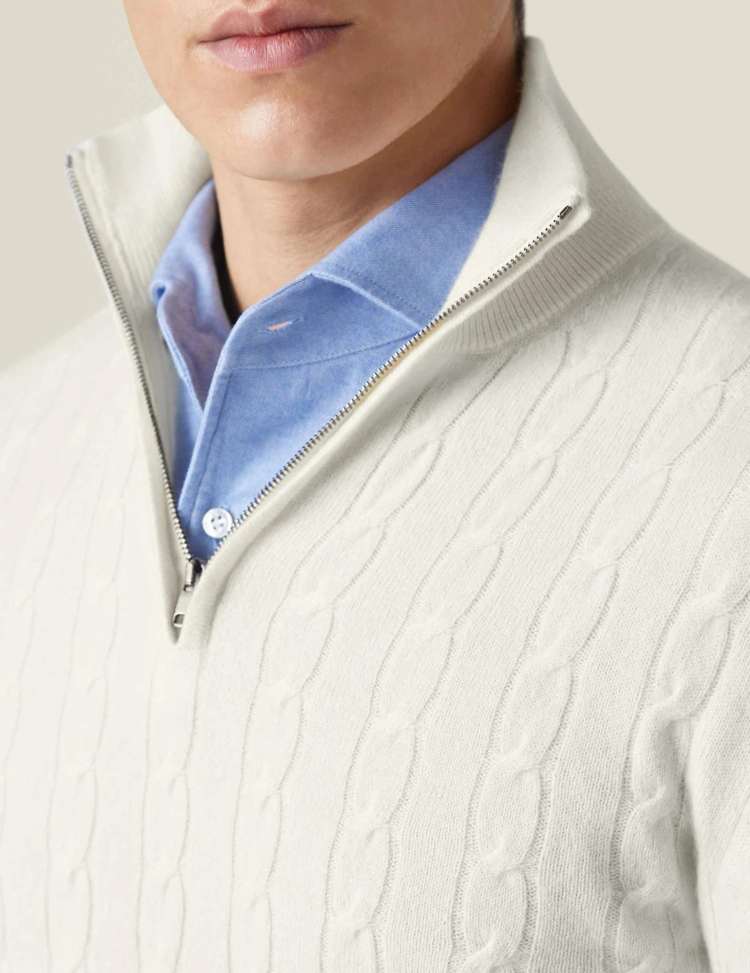 Cable Knit Quarter-Zip Sweater for Men - Image 10
