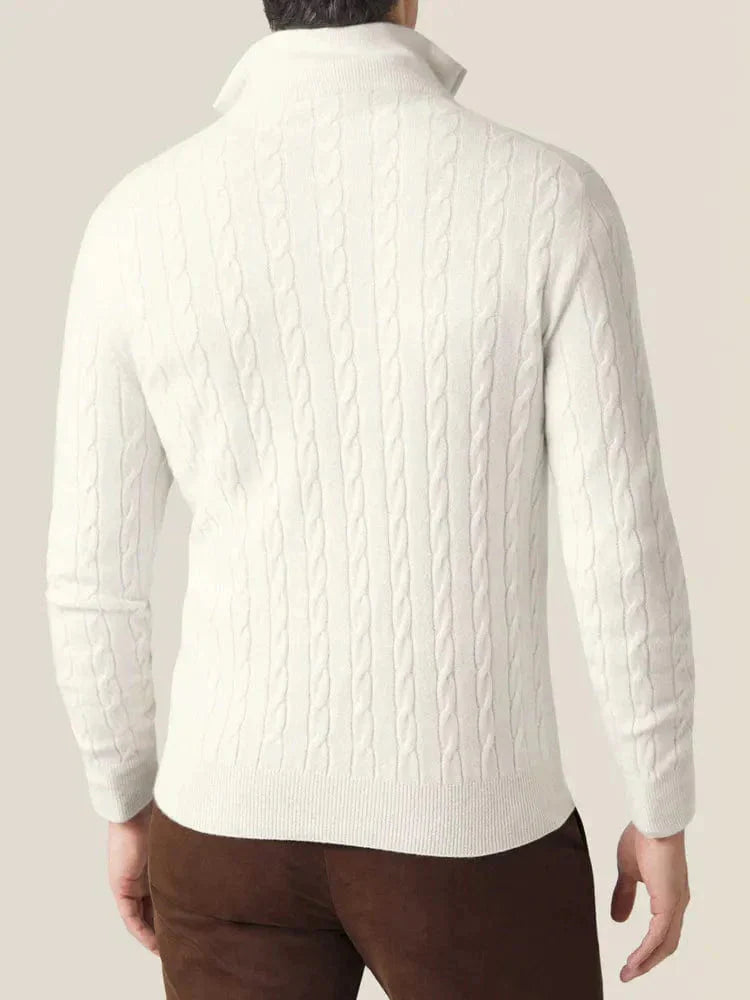 Cable Knit Quarter-Zip Sweater for Men - Image 9
