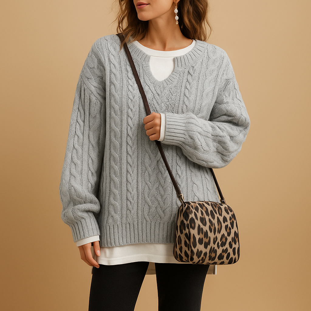 Oversized Cable Knit Sweater for Women - Image 5