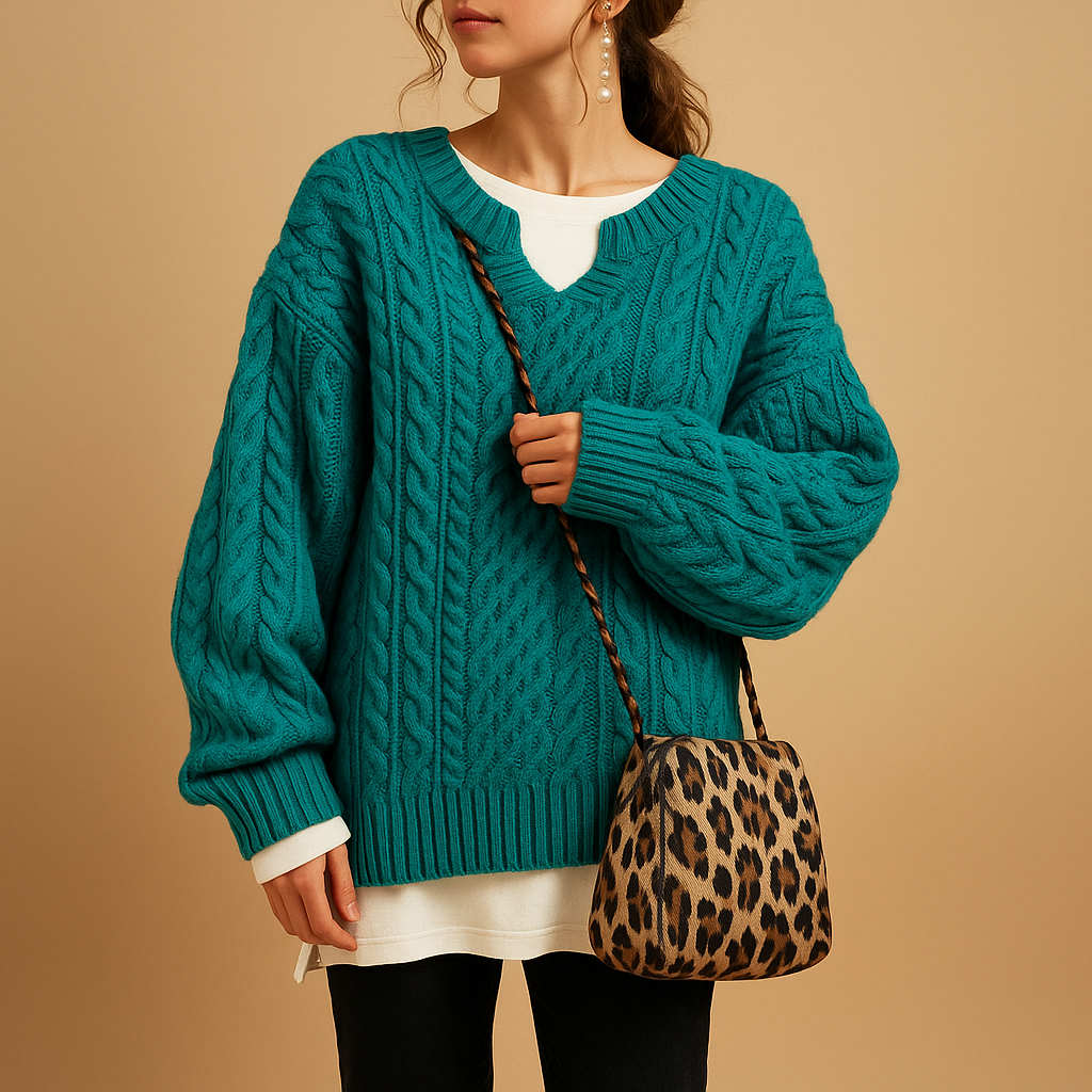 Oversized Cable Knit Sweater for Women - Image 4
