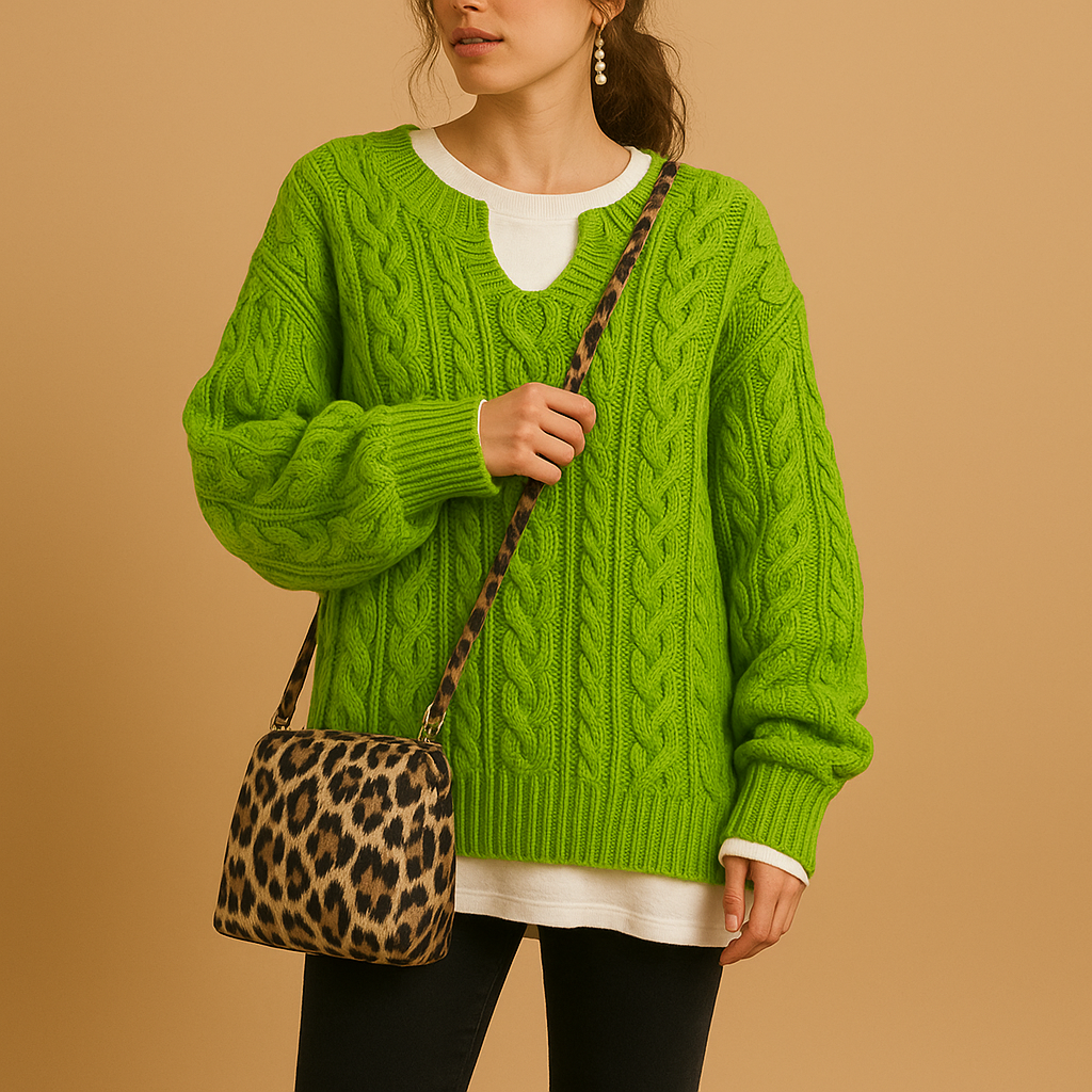 Oversized Cable Knit Sweater for Women - Image 1