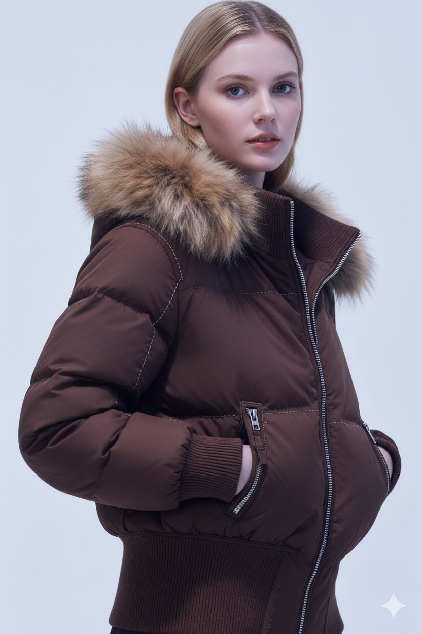 Faux Fur Hood Puffer Jacket for Women - Image 3