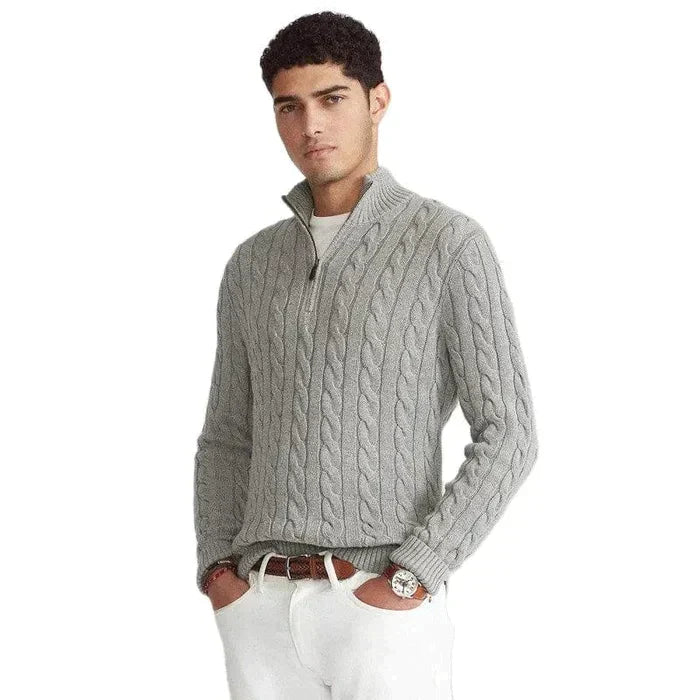 Quarter-Zip Cable Knit Sweater for Men - Image 4
