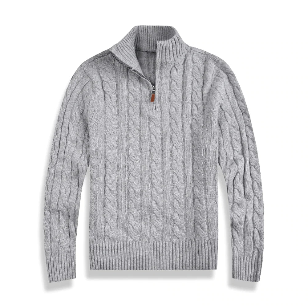 Quarter-Zip Cable Knit Sweater for Men - Image 3