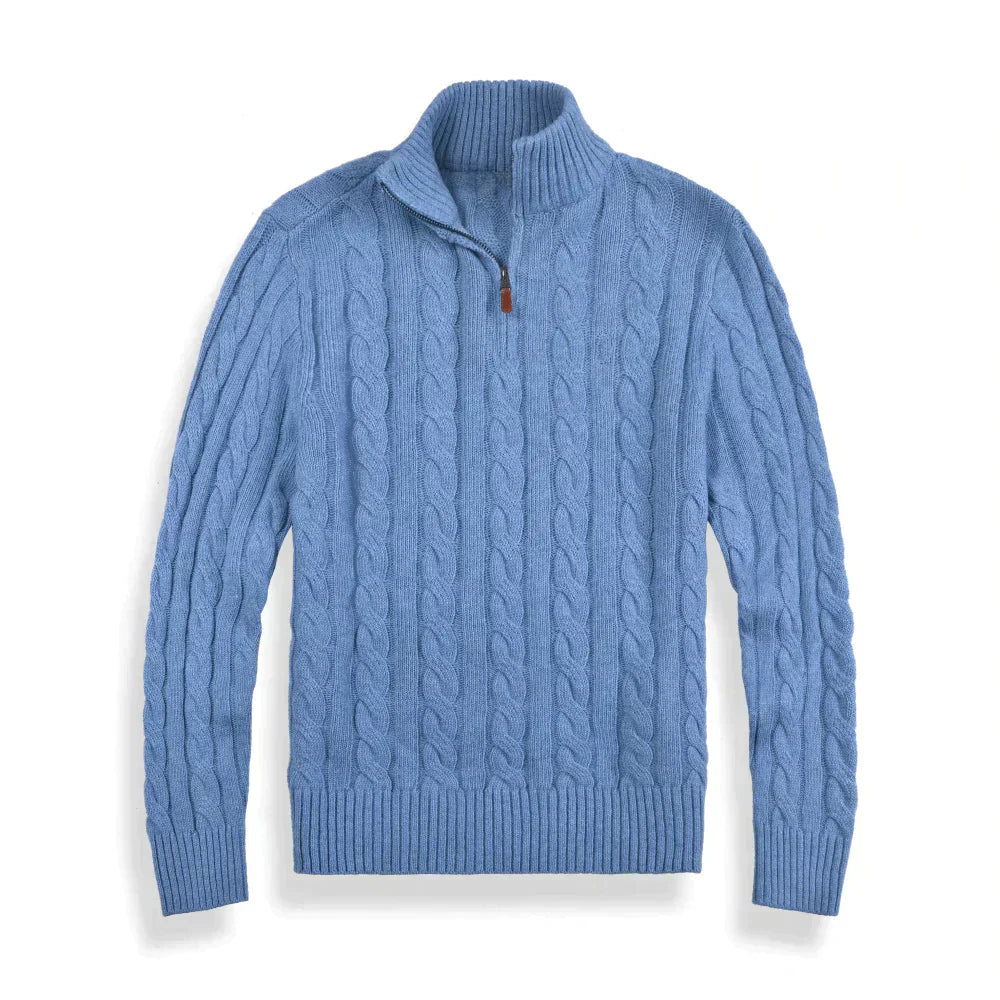 Quarter-Zip Cable Knit Sweater for Men - Image 1