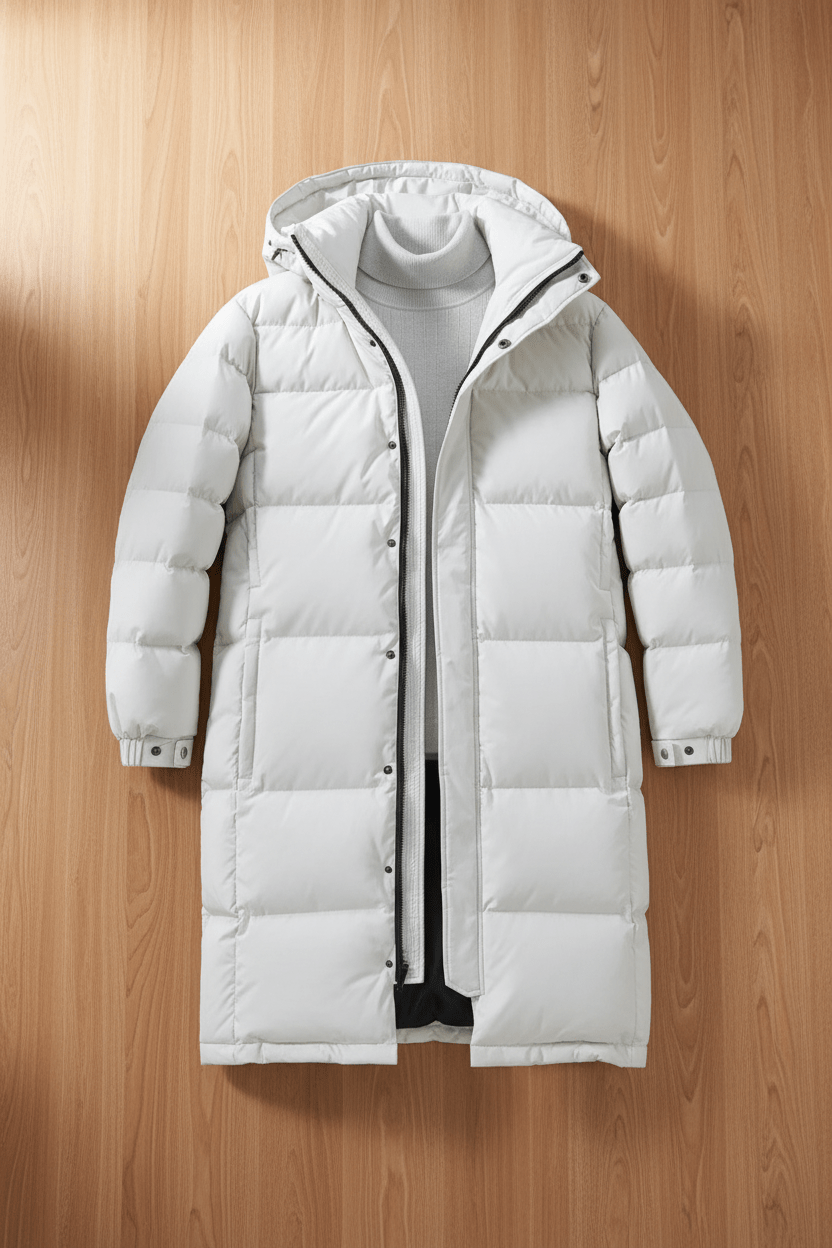 Hooded Long Puffer Coat for Men - Image 7
