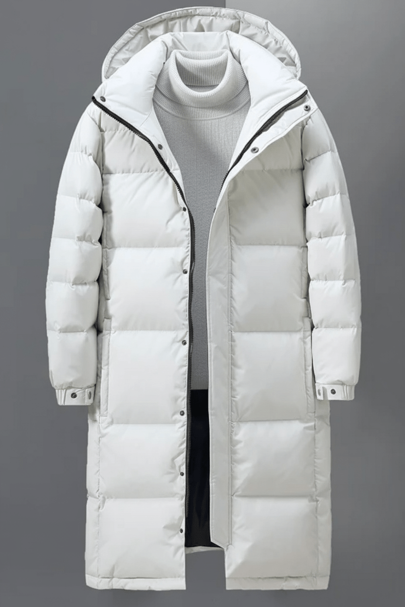 Hooded Long Puffer Coat for Men - Image 5