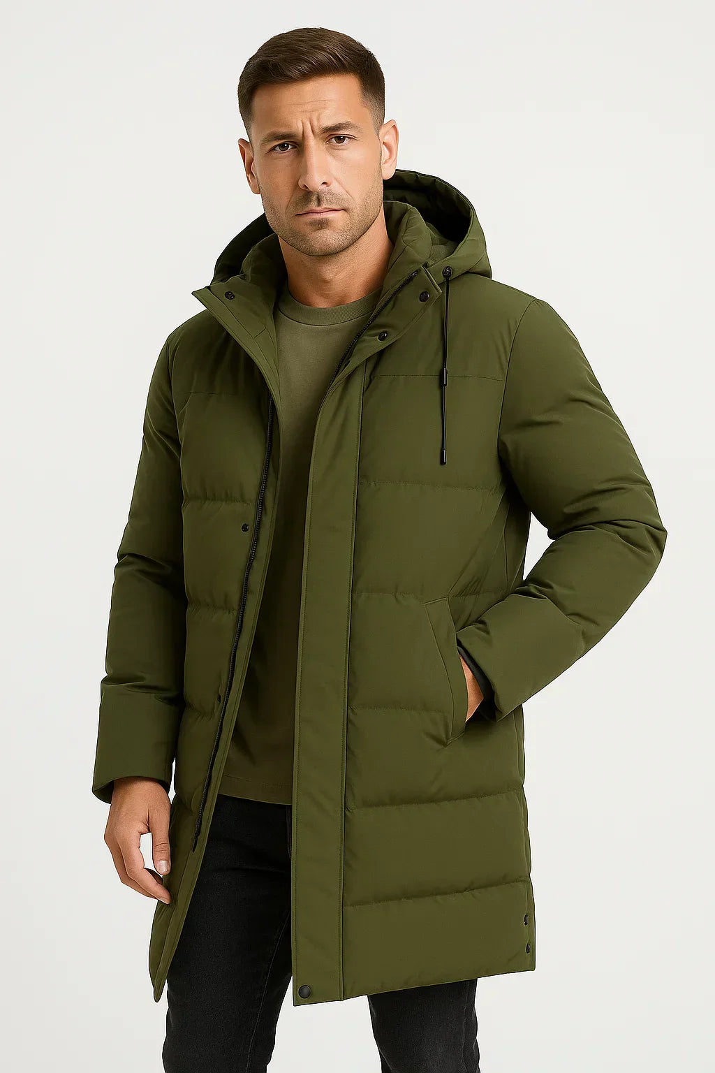Hooded Puffer Coat for Men - Image 7
