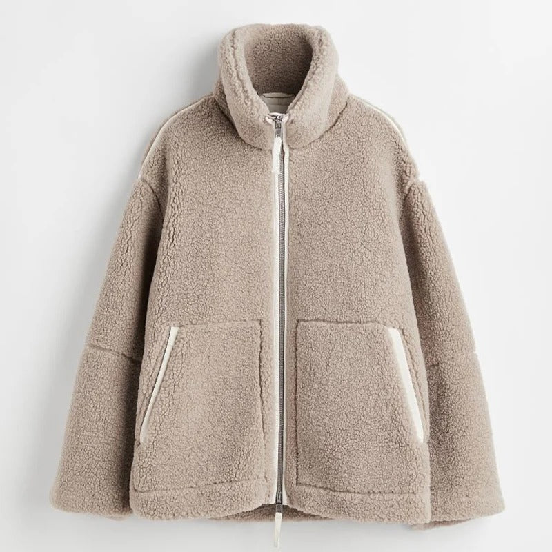 Oversized Sherpa Zip-Up Jacket for Women - Image 1