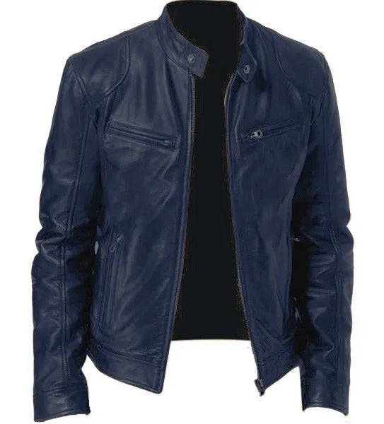 Brodie PU-PU leather jacket with stand-up collar
