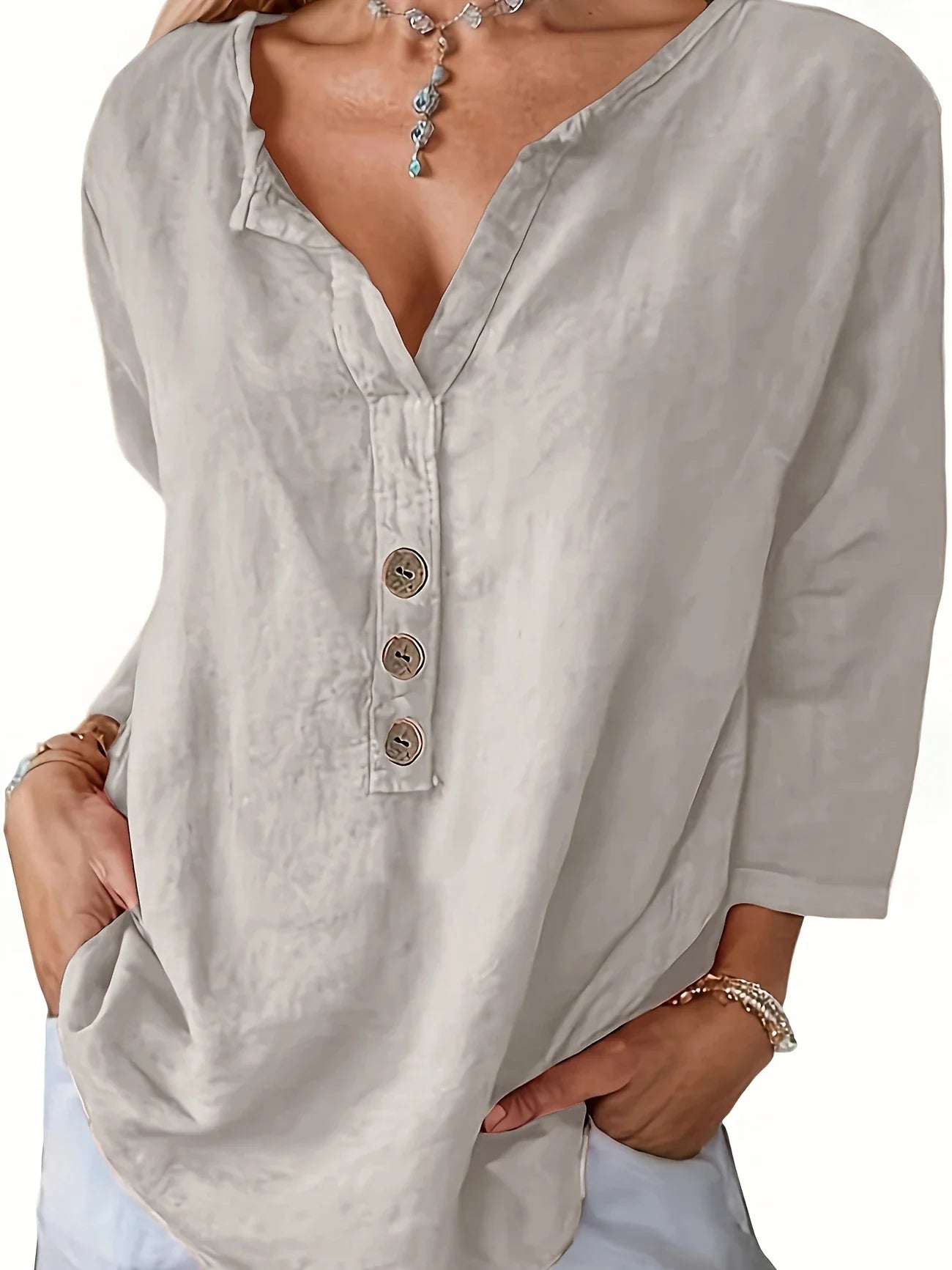 Luna - Casual Cotton and Linen Blouse