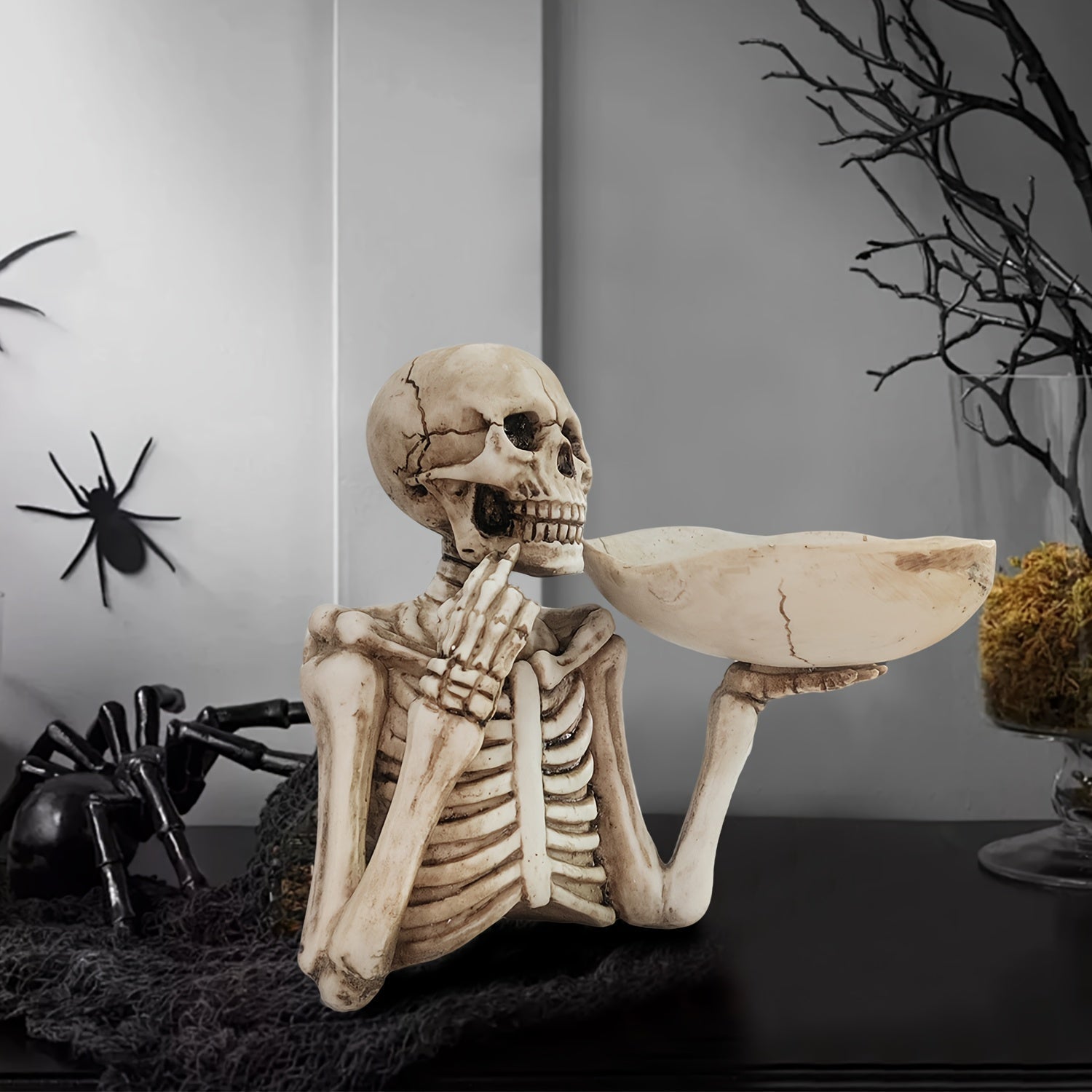 GhoulBowl | Resin skull bowl with bowl – Gothic skeleton Halloween decoration