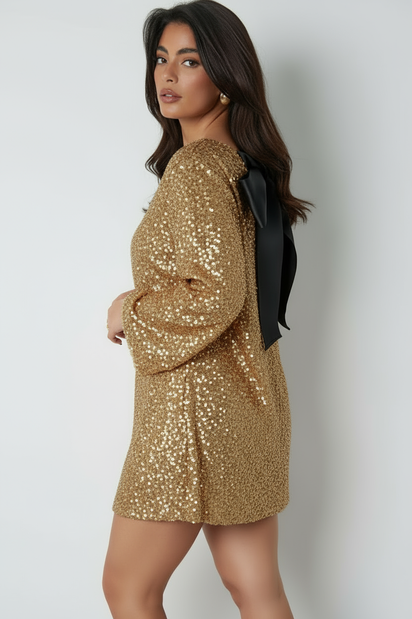 Sequin Mini Long Sleeve Dress for Women - Image 10