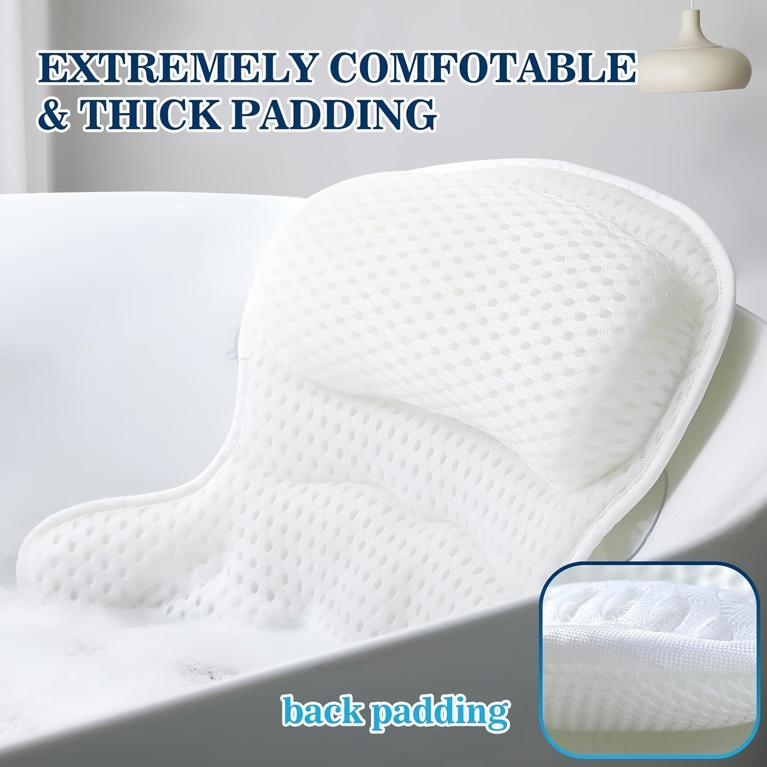 Cuscino da bagno LuxieSpa 4D Luxe - Cuscino traspirante con supporto per collo e schiena per un bagno rilassante