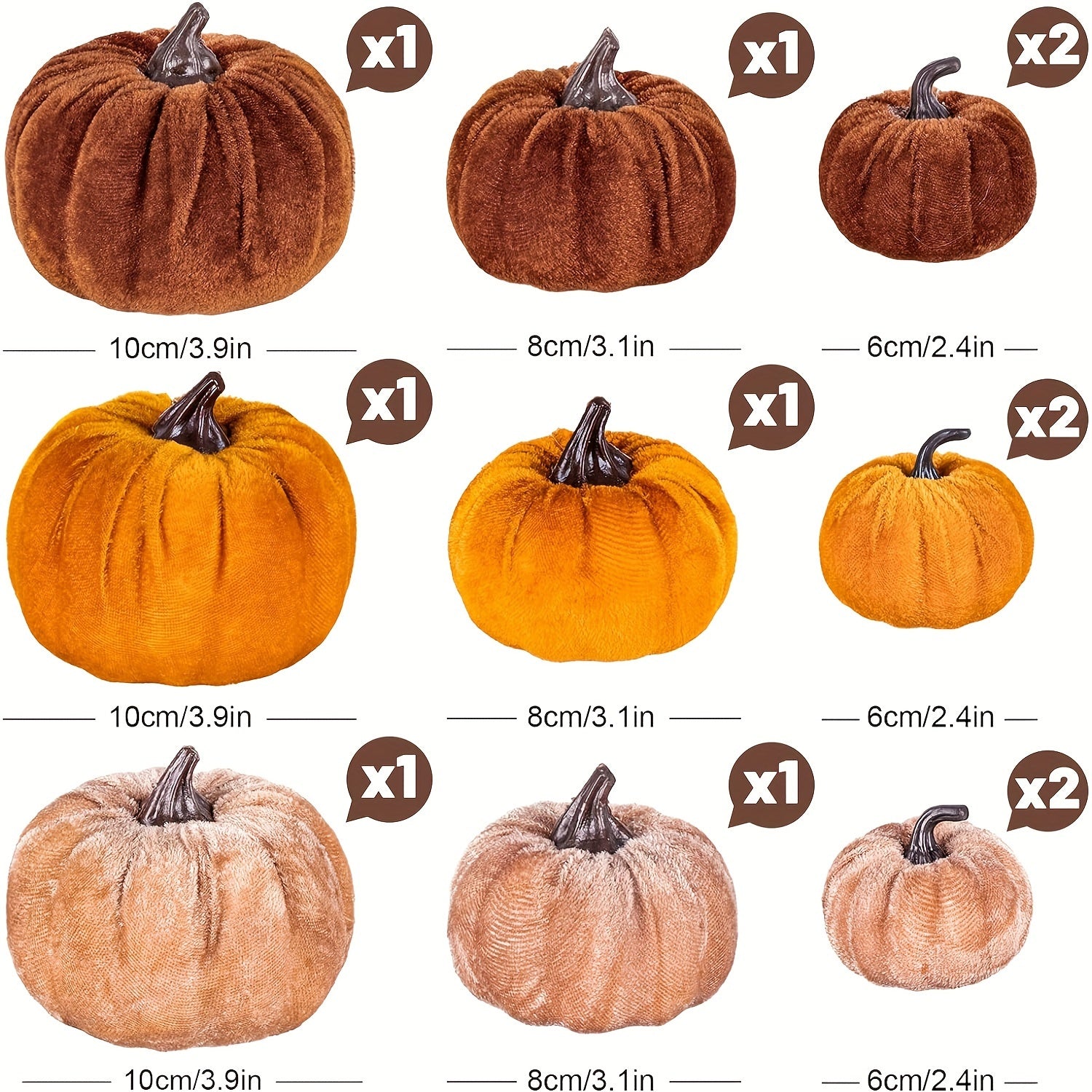 PumpkinPatch | 12 Artificial Velvet Pumpkins – Foam Fall Decorations & Halloween Table Decorations