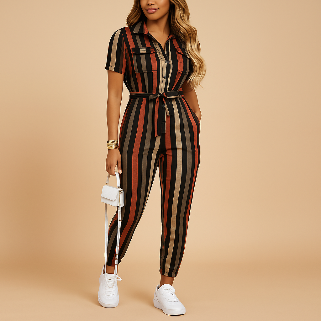 Fitted jumpsuit for women with button closure and flattering fit | Elvira