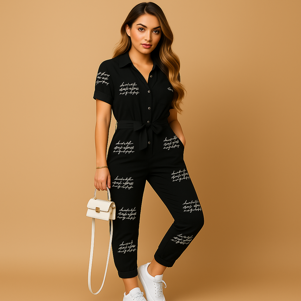 Fitted jumpsuit for women with button closure and flattering fit | Elvira