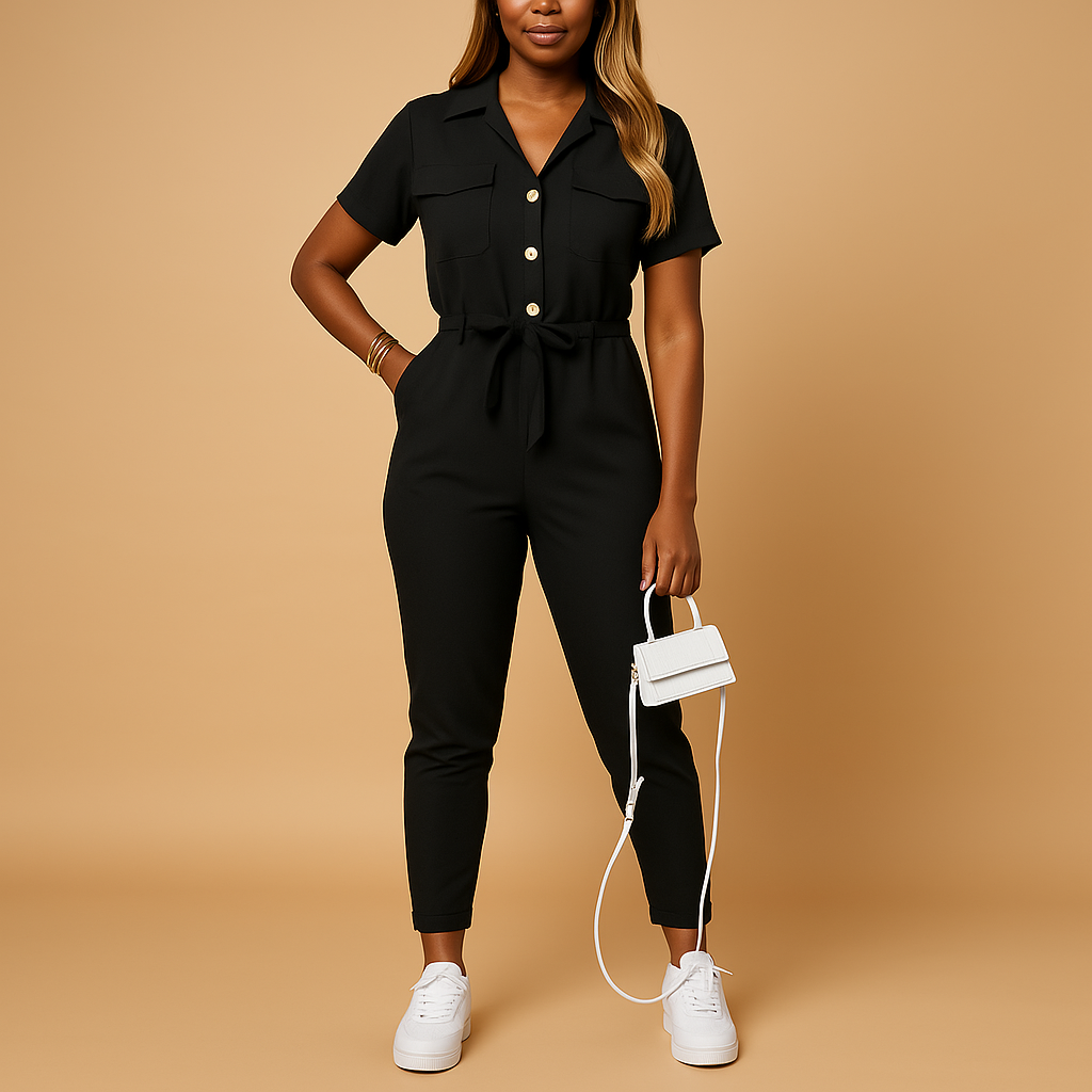 Fitted jumpsuit for women with button closure and flattering fit | Elvira