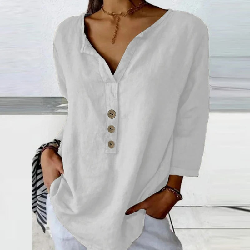 Luna - Casual Cotton and Linen Blouse