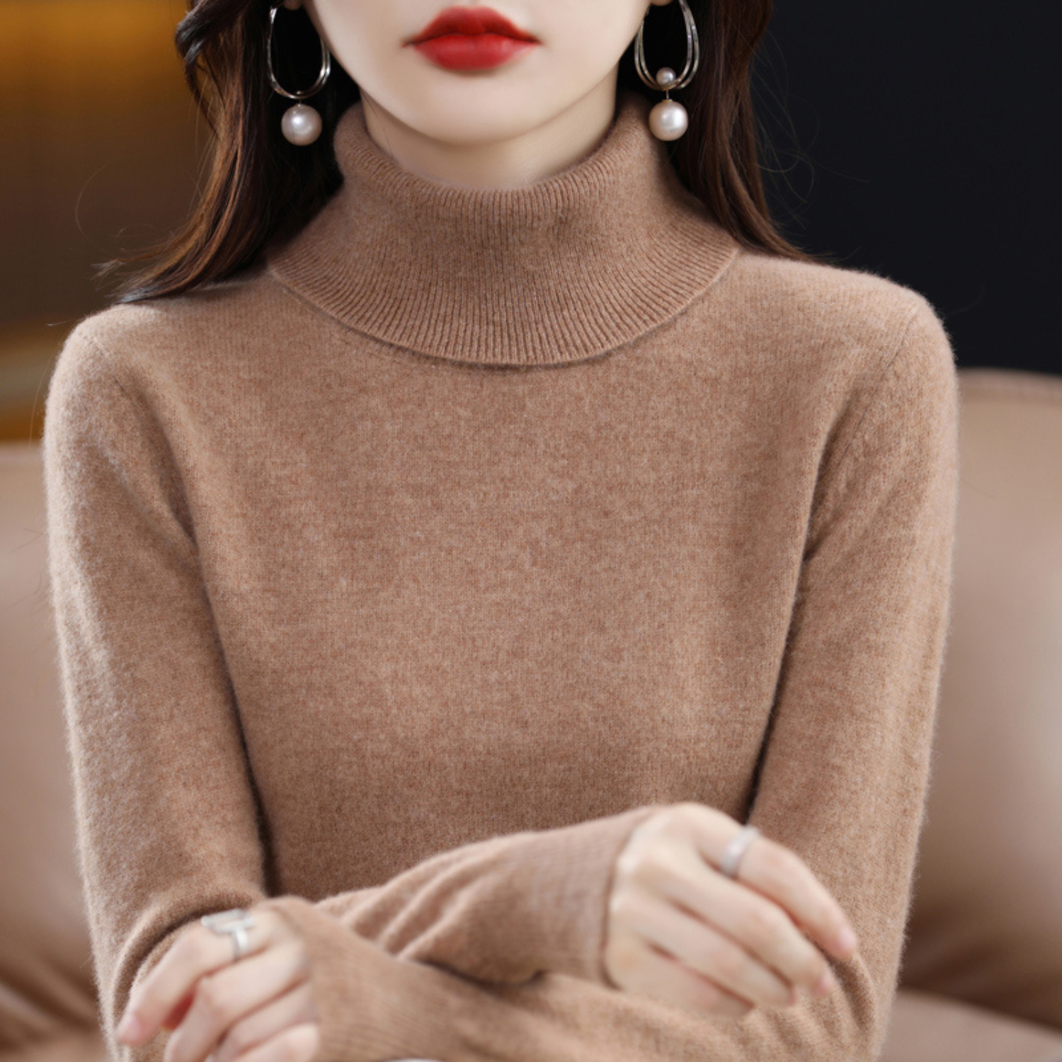 Luxe cashmere women's turtleneck sweater - Elena