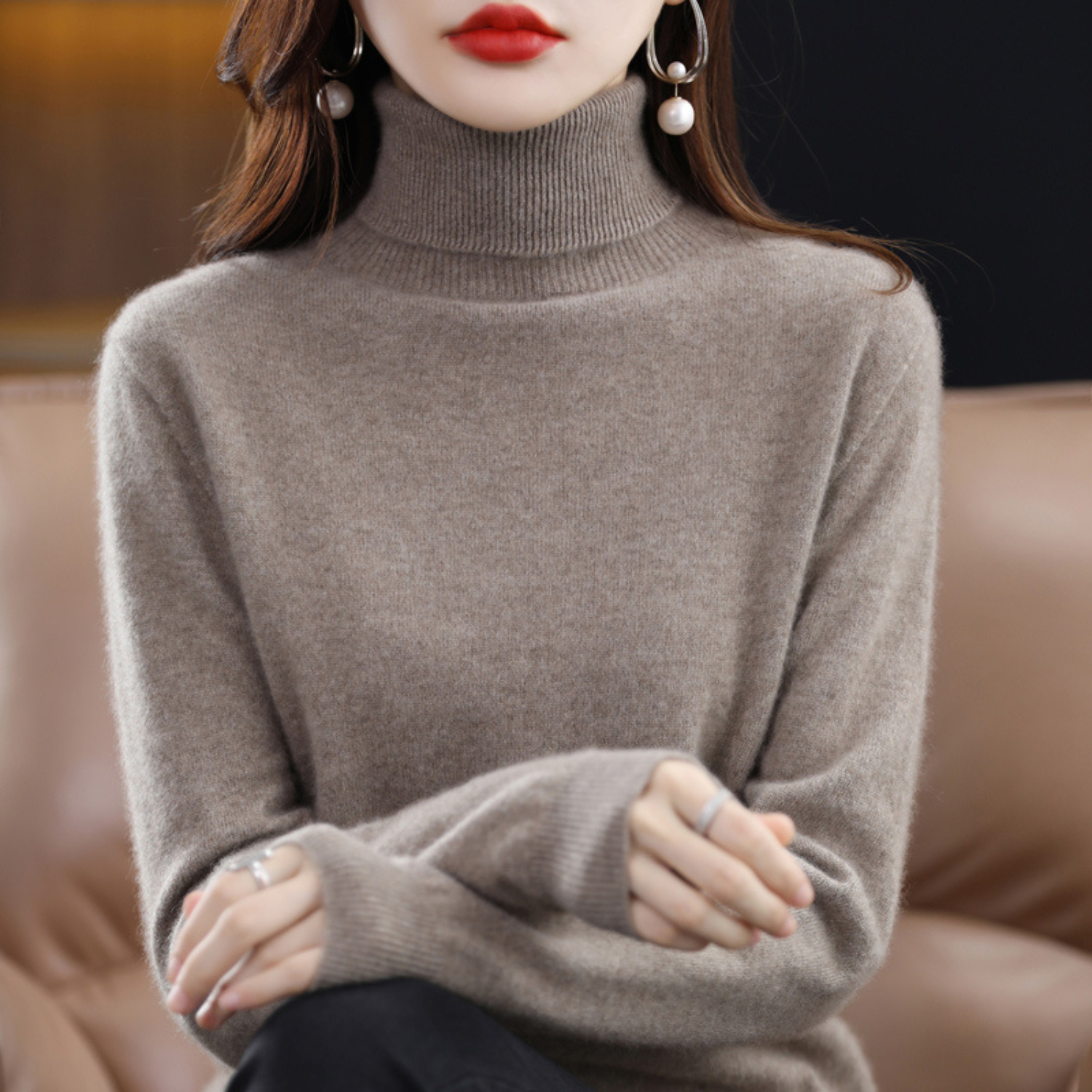 Luxe cashmere women's turtleneck sweater - Elena