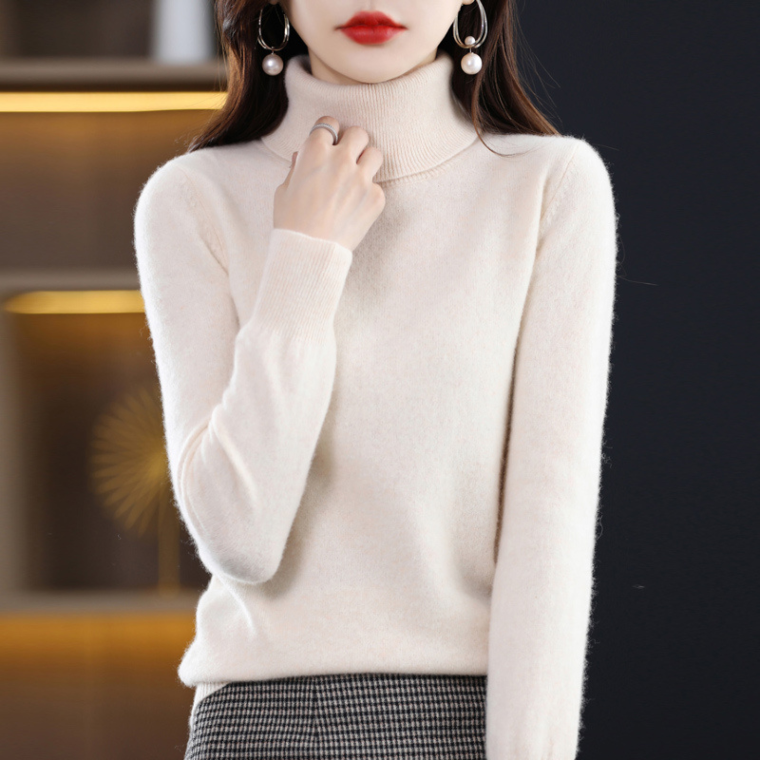Luxe cashmere women's turtleneck sweater - Elena