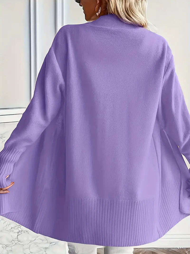 Jersey de punto para mujer con escote redondo y corte relajado