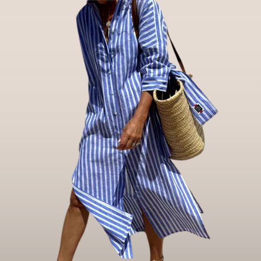 Eska - Loose Fit Striped Shirt Dress