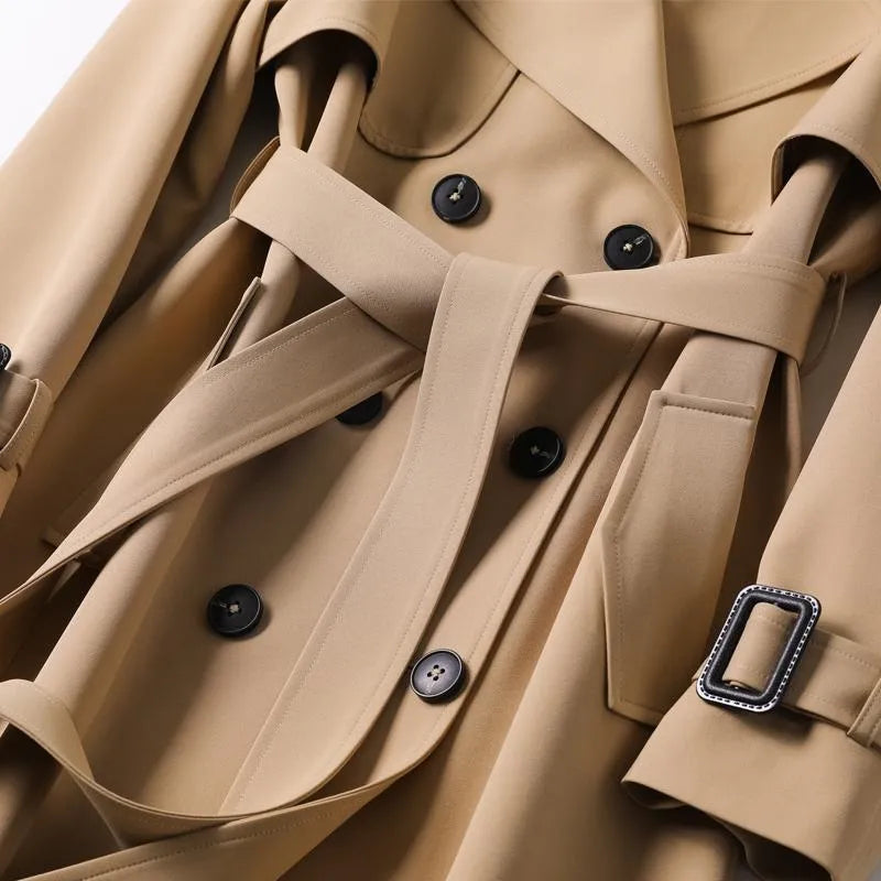 Dámsky klasický kabát Premium Trench Coat - tkanina so zmesou vlny a nadčasový štýl