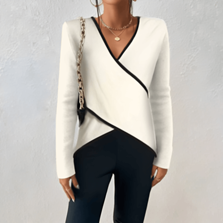 Stylowy sweter kopertowy z dekoltem w serek dla kobiet