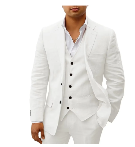 Elegant 3-piece men's suit - chic attire for weddings and summer ceremonies