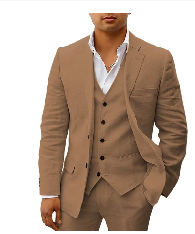 Elegant 3-piece men's suit - chic attire for weddings and summer ceremonies