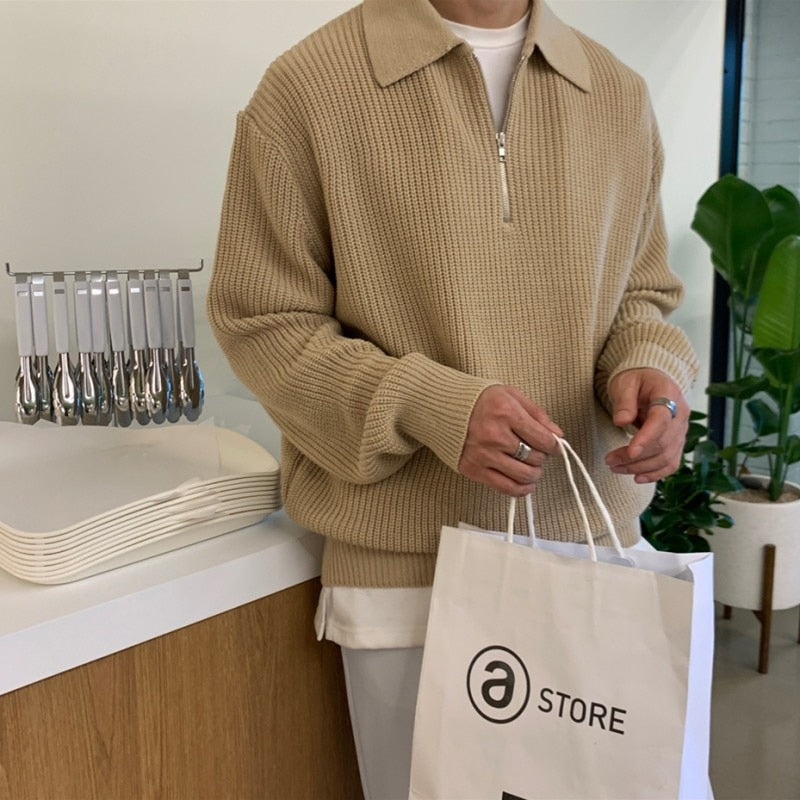 Half-Zip Collared Sweater for Men - Image 3