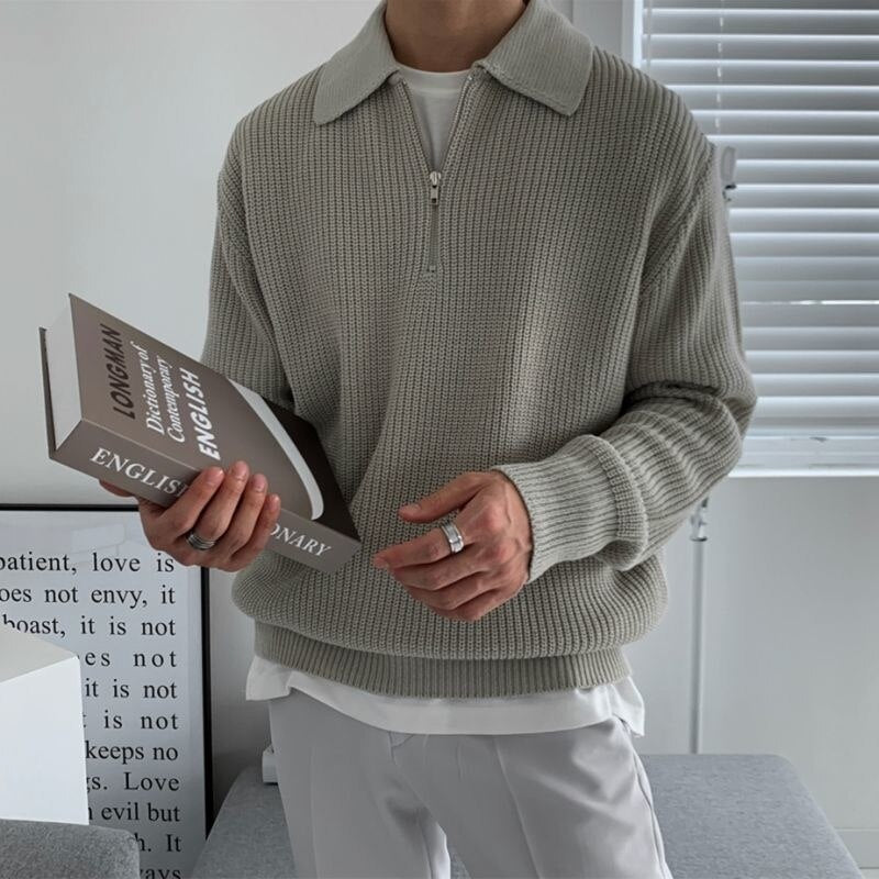 Half-Zip Collared Sweater for Men - Image 2