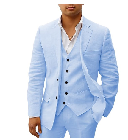 Elegant 3-piece men's suit - chic attire for weddings and summer ceremonies