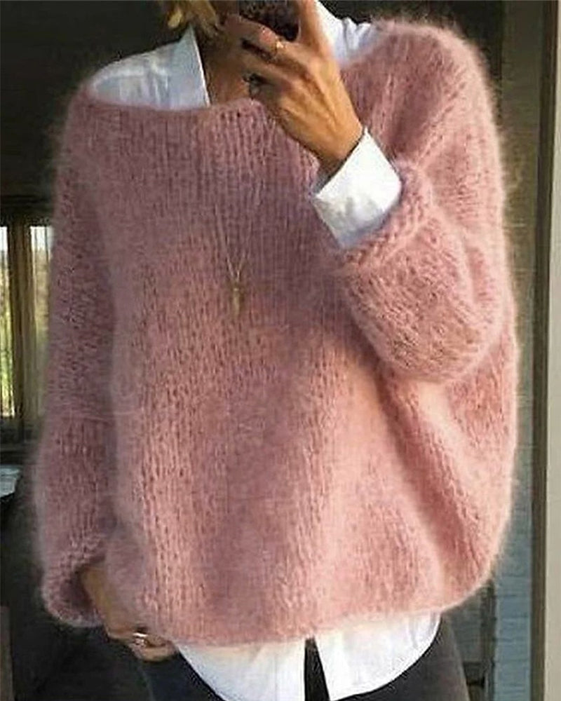 Classic off-shoulder knitted sweater for women
