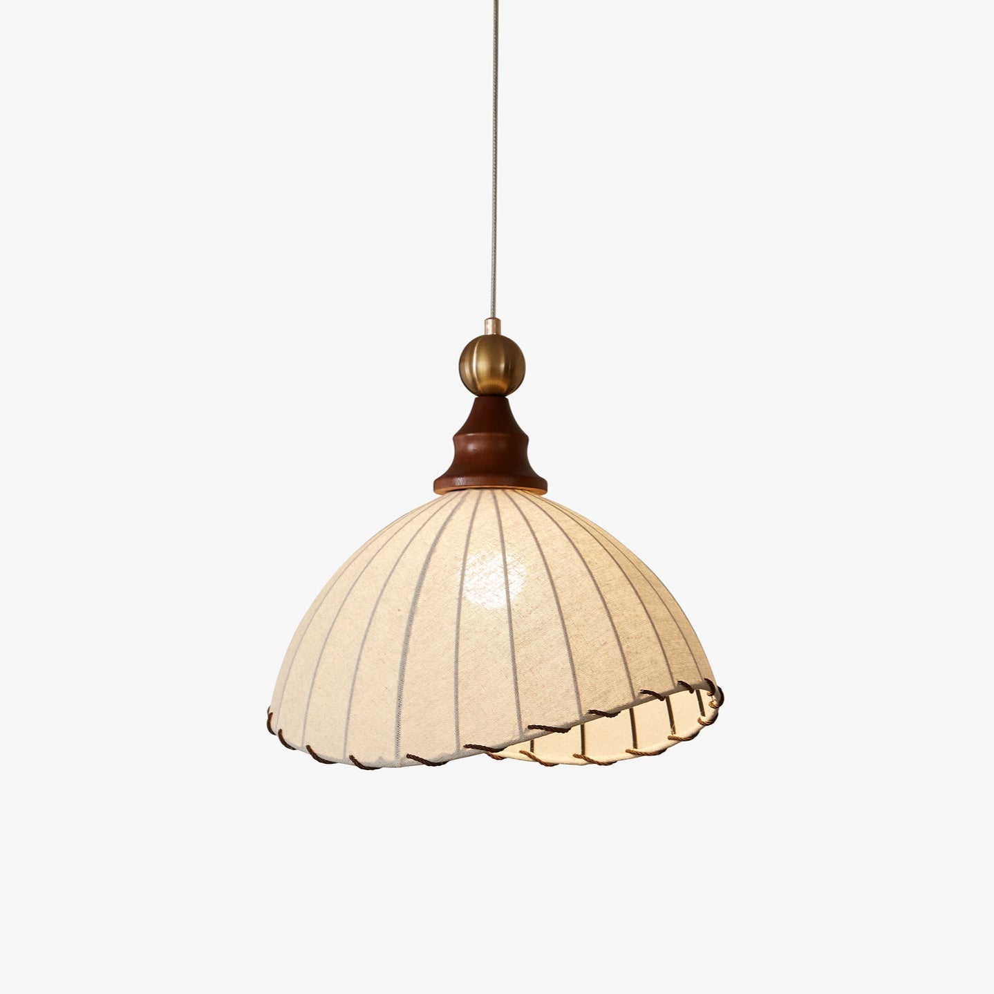 Pendant Light Fabric Shade Wooden Ceiling Lamp