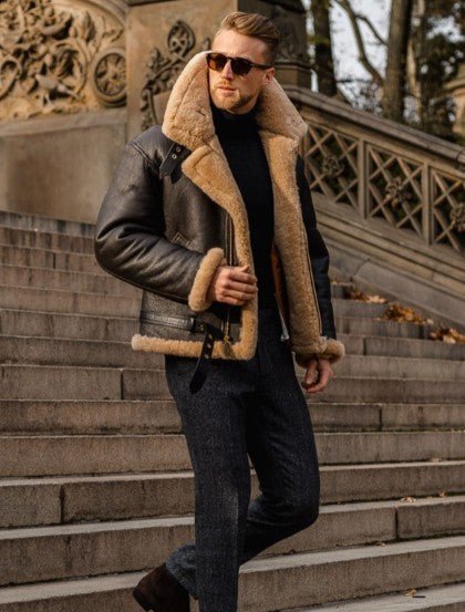Shearling Aviator Jacket for Men - Image 2