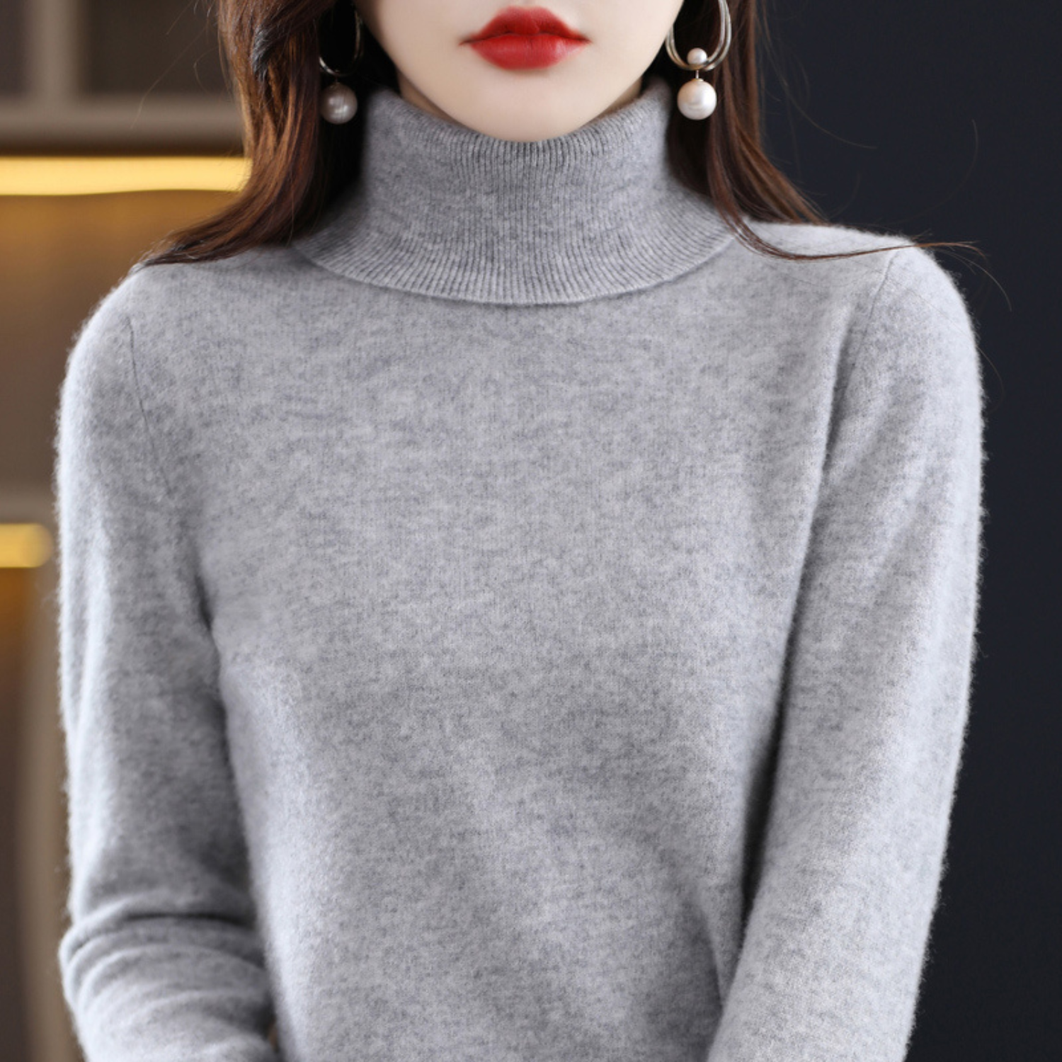 Luxe cashmere women's turtleneck sweater - Elena