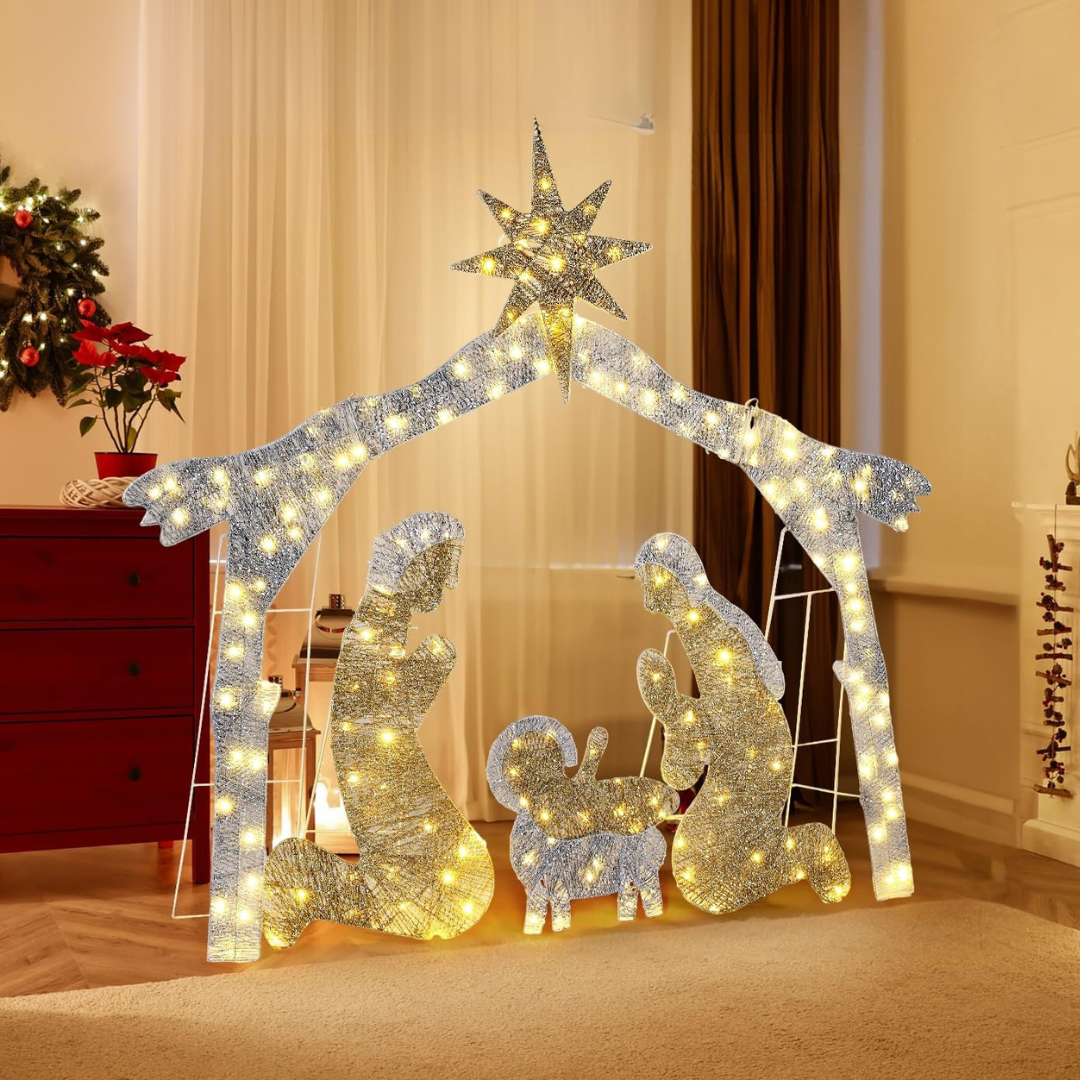 Outdoor Christmas Nativity Scene Silhouette Display