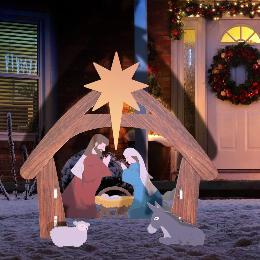 Outdoor Christmas Nativity Scene Silhouette Display
