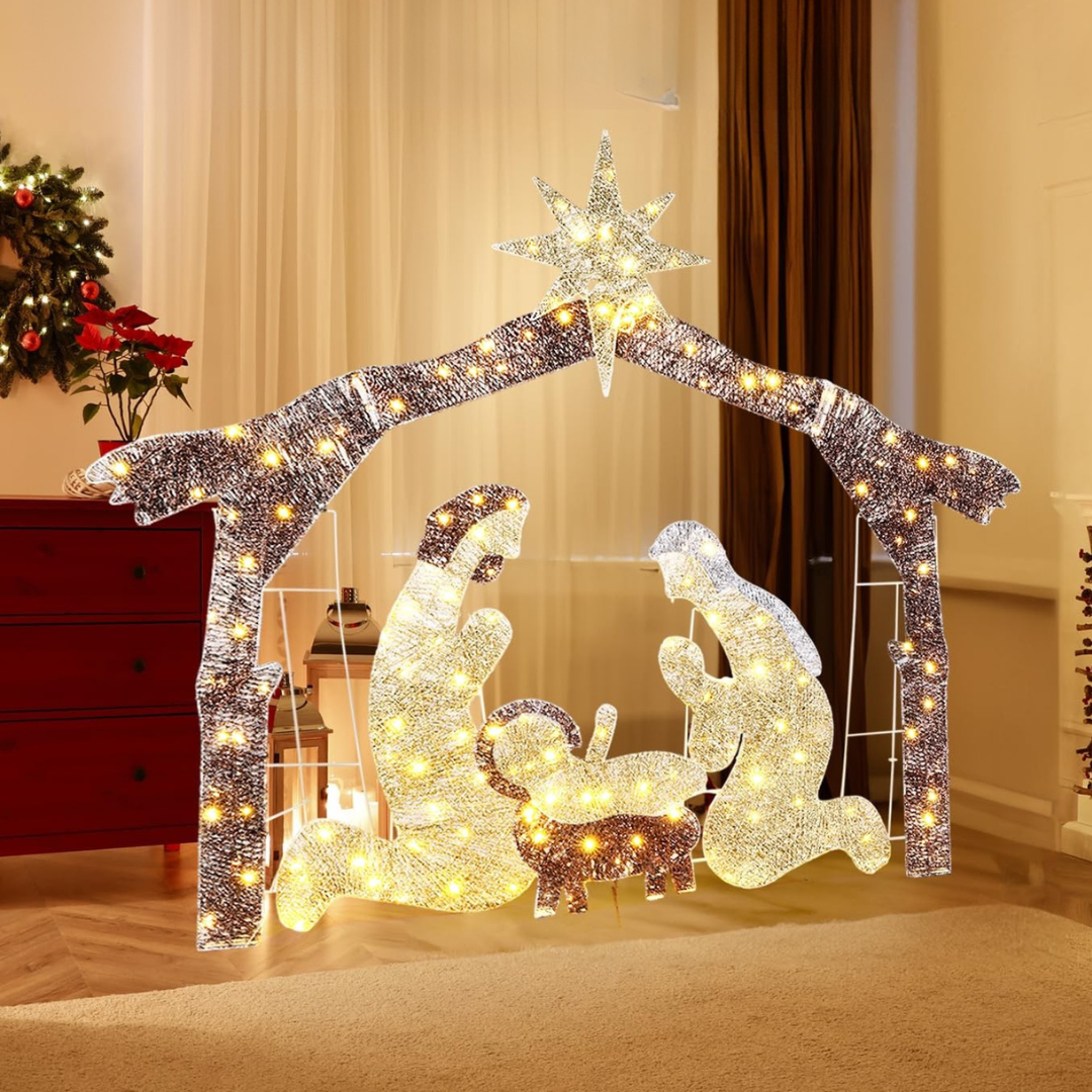 Outdoor Christmas Nativity Scene Silhouette Display