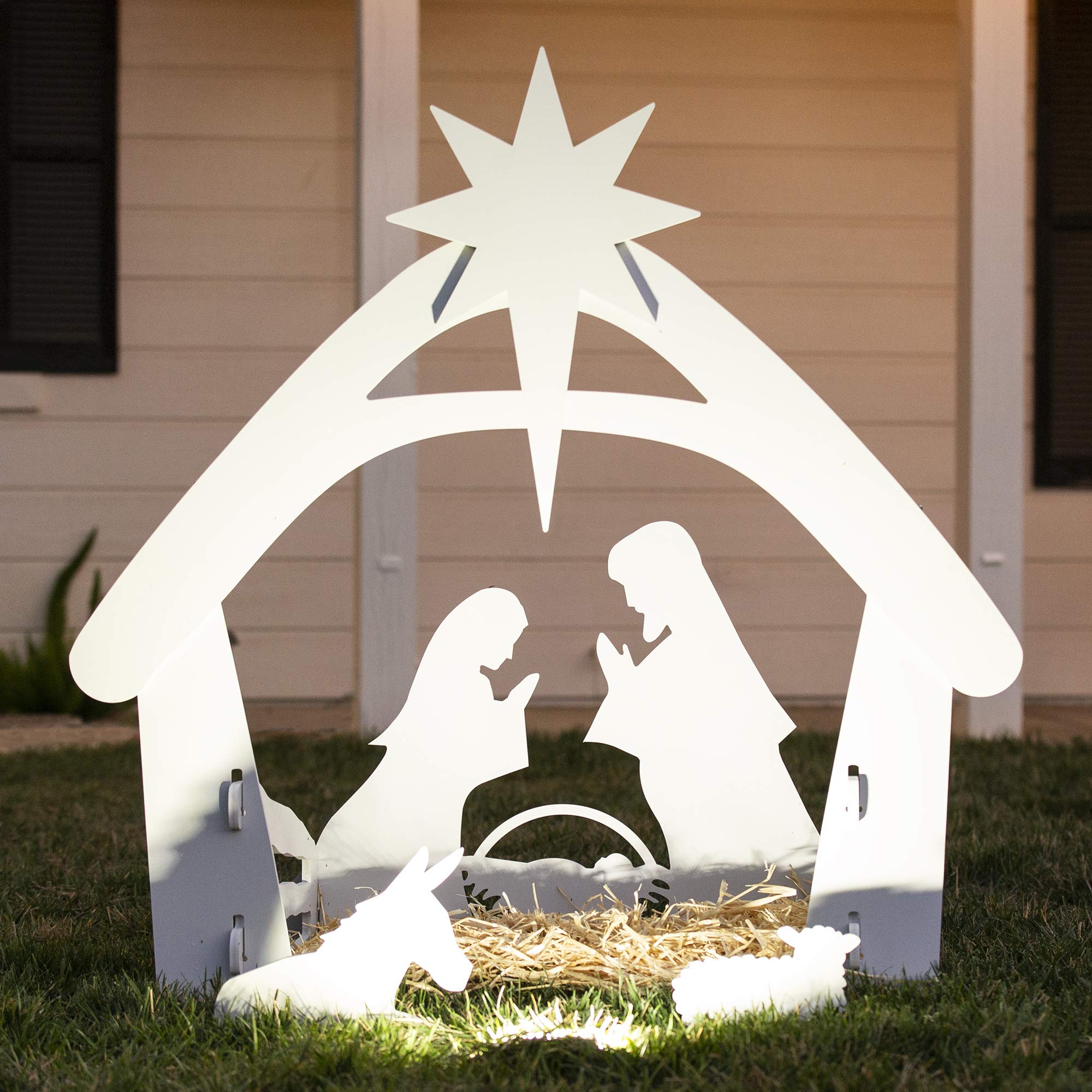 Outdoor Christmas Nativity Scene Silhouette Display