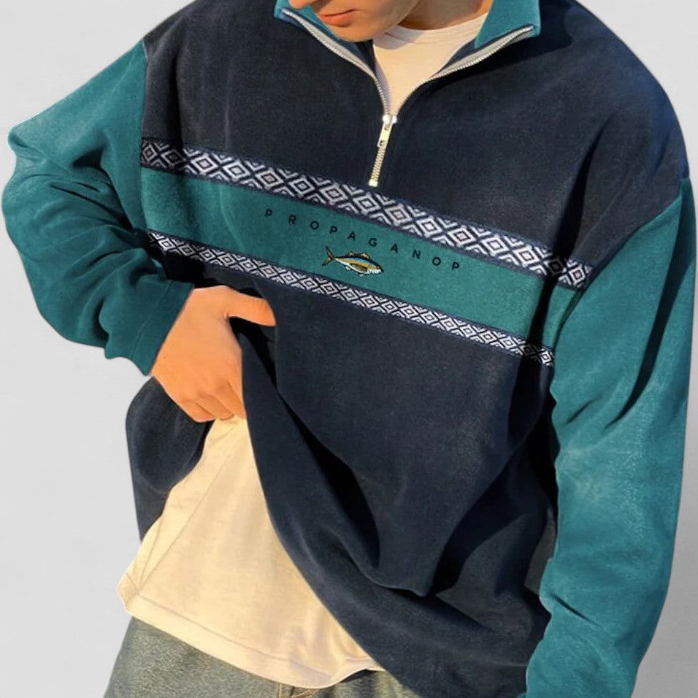 Color Block Pullover Sweater for Men - Image 1