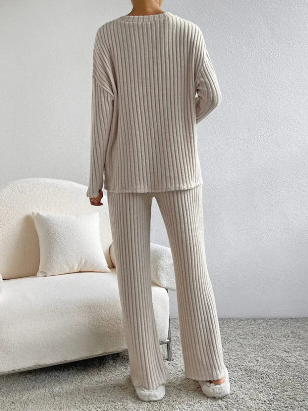 V-Neck Ribbed Knit Sweater for Women - Image 7
