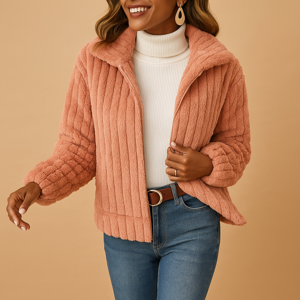 Veste longue en polaire avec col montant pour femmes | Isabelle