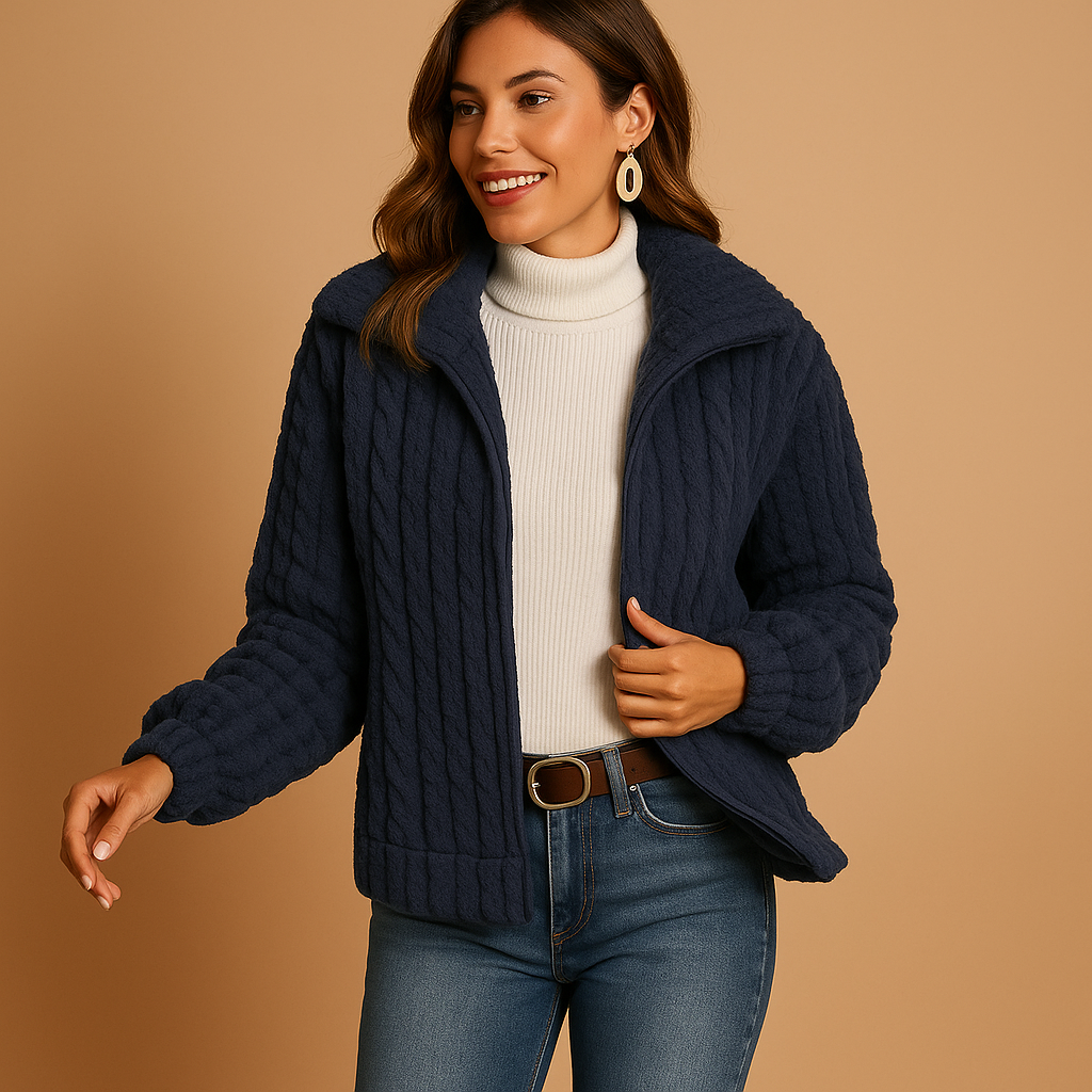Veste longue en polaire avec col montant pour femmes | Isabelle
