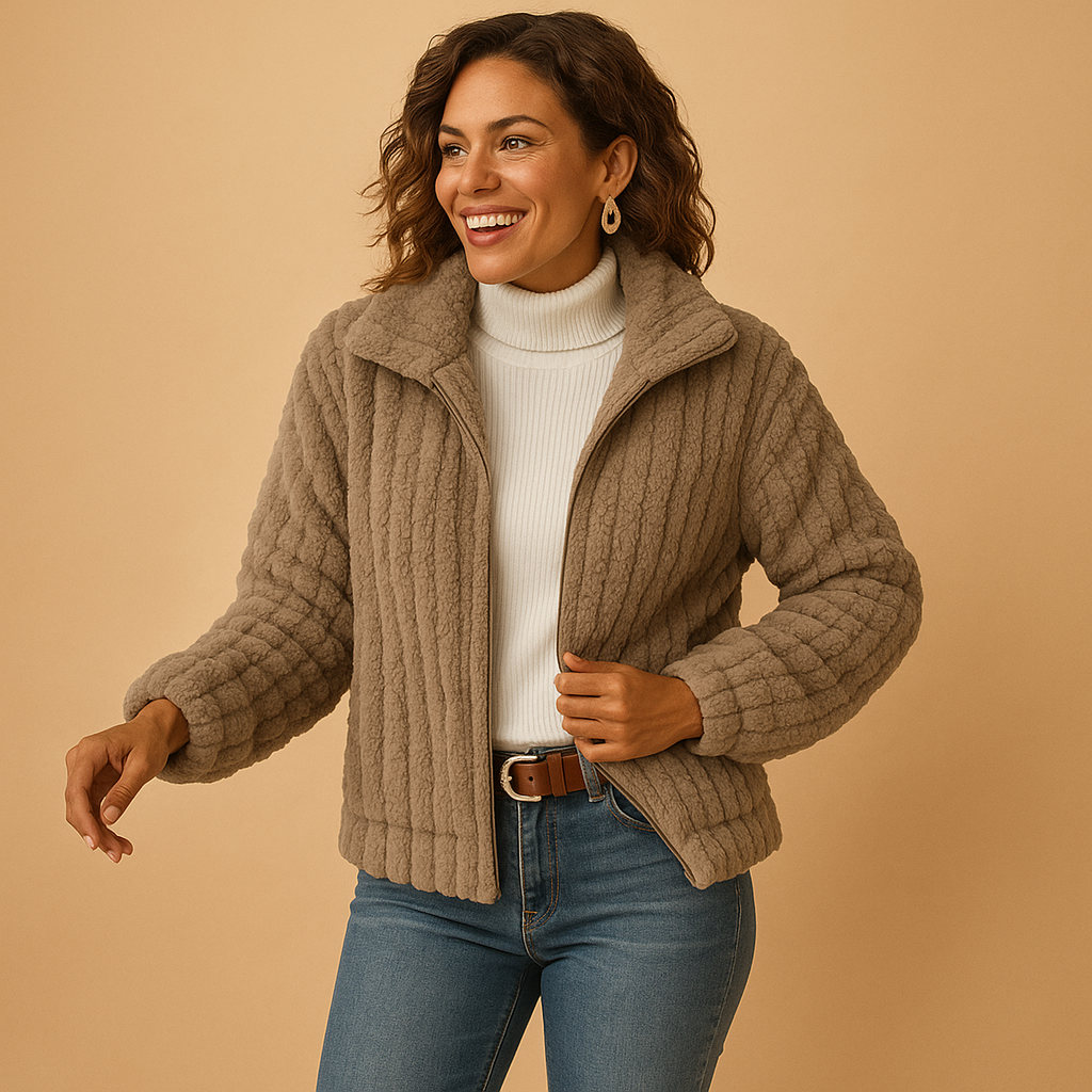 Veste longue en polaire avec col montant pour femmes | Isabelle