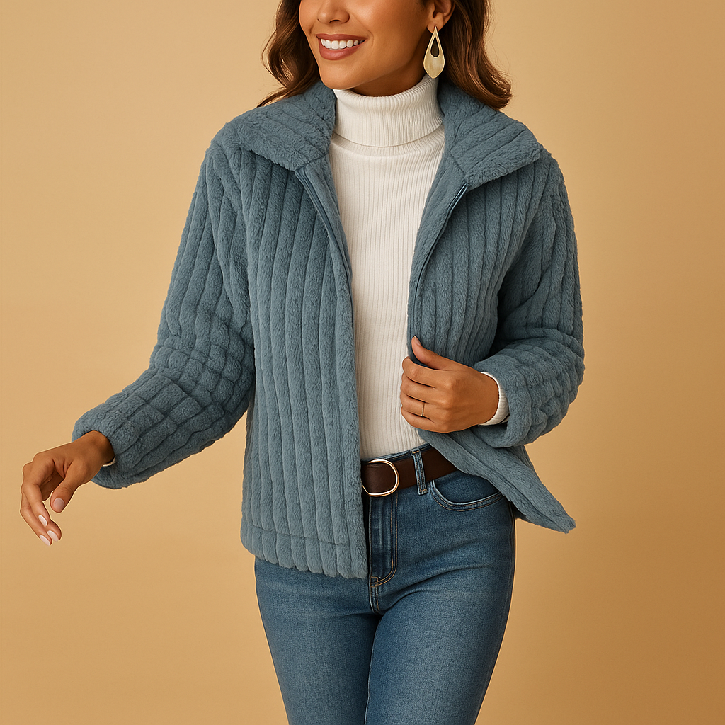 Veste longue en polaire avec col montant pour femmes | Isabelle